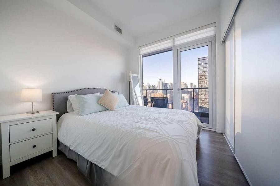 Furnished condo suite interior at The Jarvis, 251 Jarvis St, Garden District, downtown Toronto