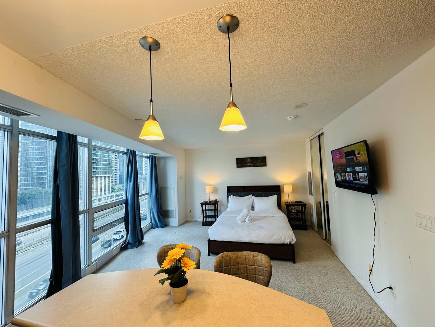 Furnished condo suite interior at The Yonge, 18 Yonge St, Harbourfront, downtown Toronto